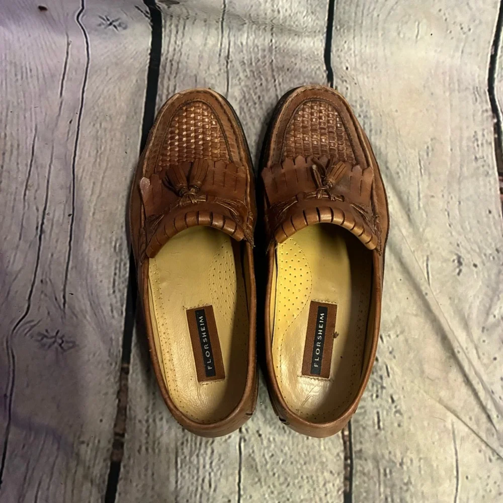 Florsheim Men’s Brown Leather Slip On Tassel Dress Oxford Loafers Brazil Sz 10 D